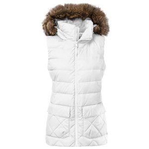 NWT Womens North Face Insulated Vest Faux Fur Hood